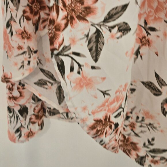 Time and Tru Floral Wrap Midi Dress Tie Waist Short Sleeve Size M - Picture 11 of 16